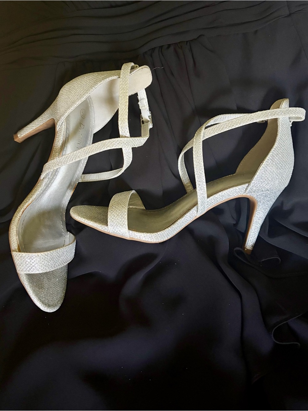Sparkling Silver Strappy High-Heel Sandals for Women